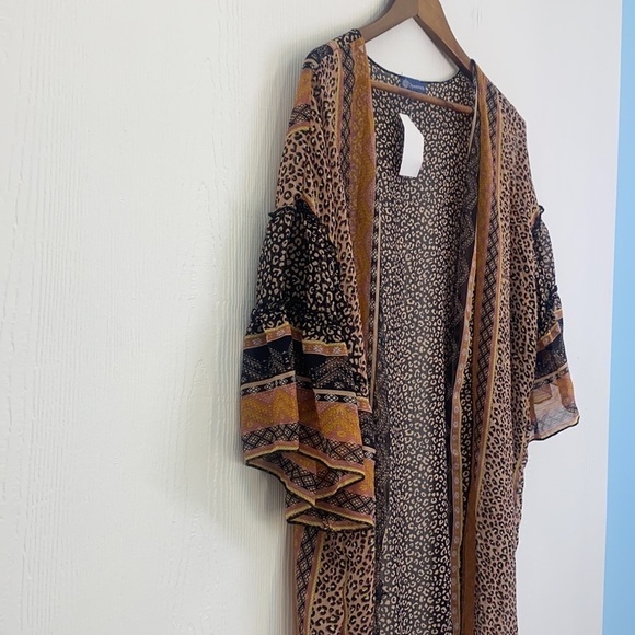 Democracy - NWT Quarter Length Pink & Black Double Ruffle Cardigan Size S/M - Picture 4 of 12